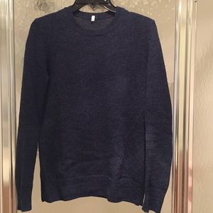 Muji Japan dark blue 100% wool crew neck sweater